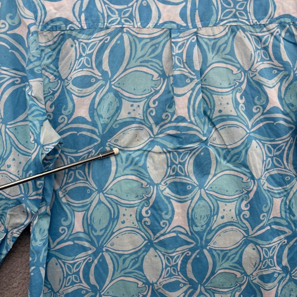 Lilly Pulitzer Captiva Tunic Shirt Womens Medium Print Button Front Blue India - Picture 7 of 11
